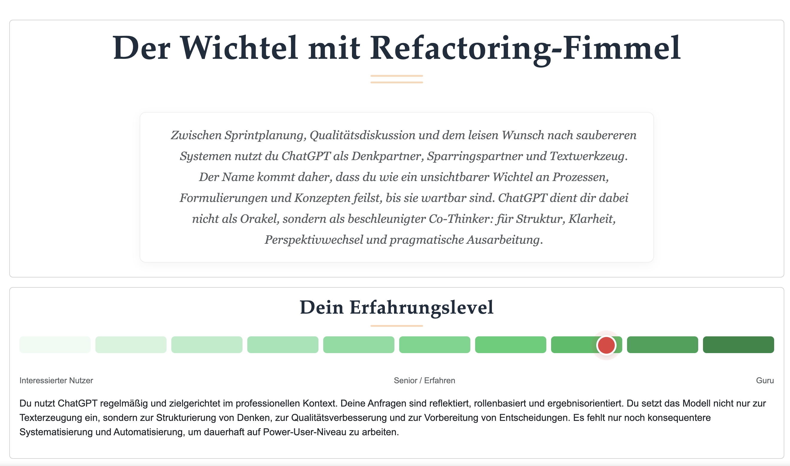 Ergebnis meines ChatGPT Profils